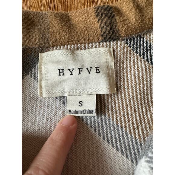 HYFVE Plaid Brown White & Black Shacket Size Small - Picture 2 of 5
